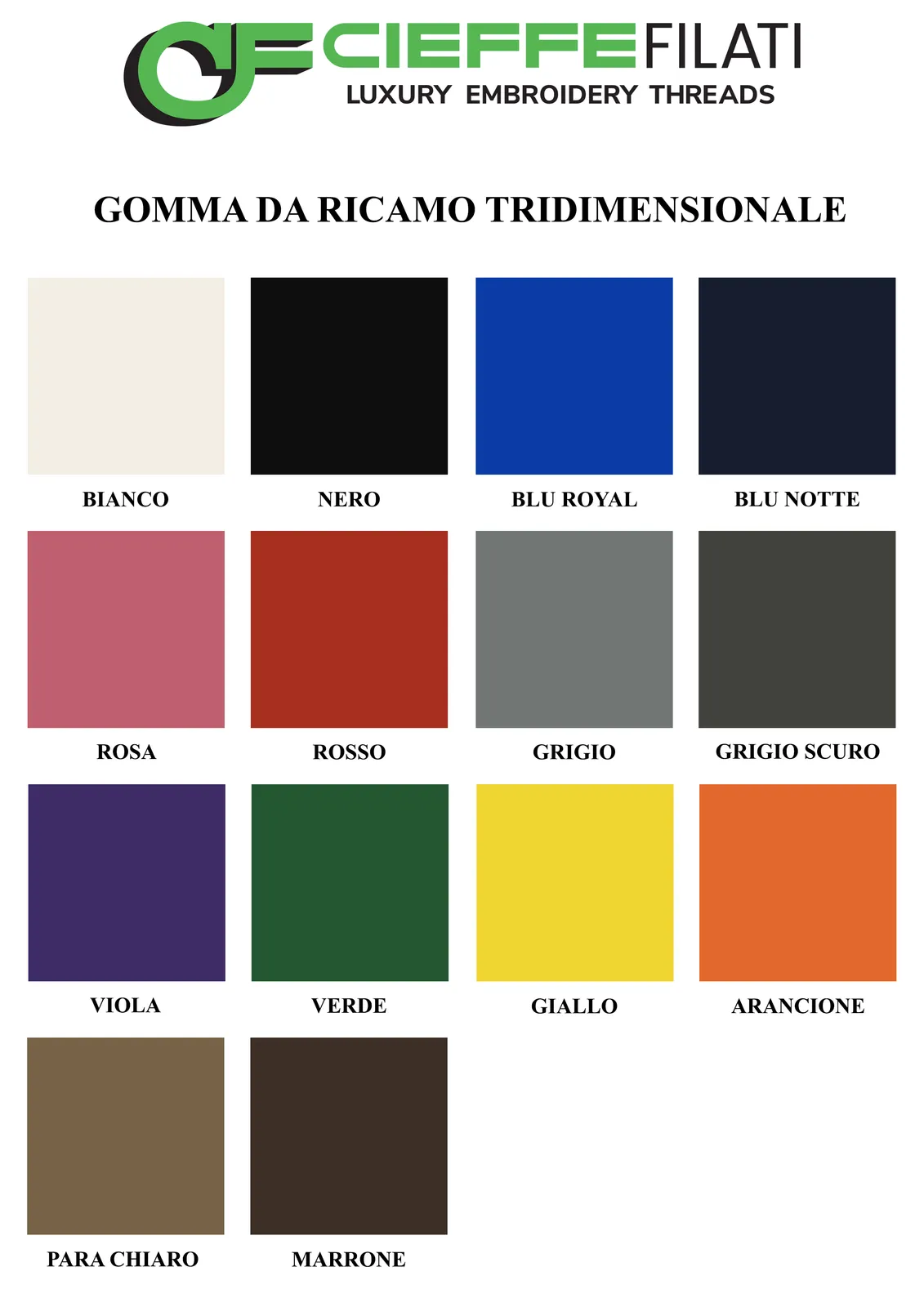 Cartella Colore GOMMA DA RICAMO TRIDIMENSIONALE